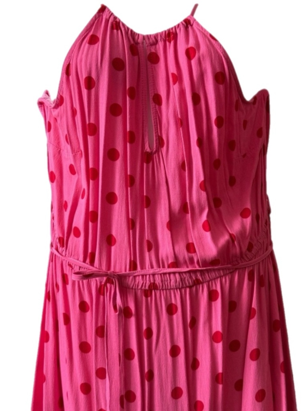 City Chic Plus Size Pink Polka Dot Maxi Dress w Belt Sz 20 - Picture 9 of 17